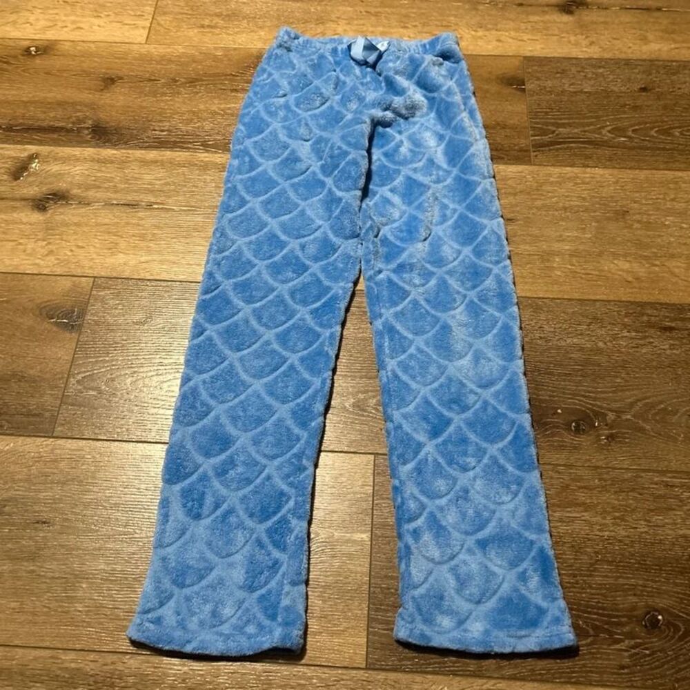 Member's Mark Girls Blue Plush Mermaid Scale Fleece Pajama Pants – Size 14/16